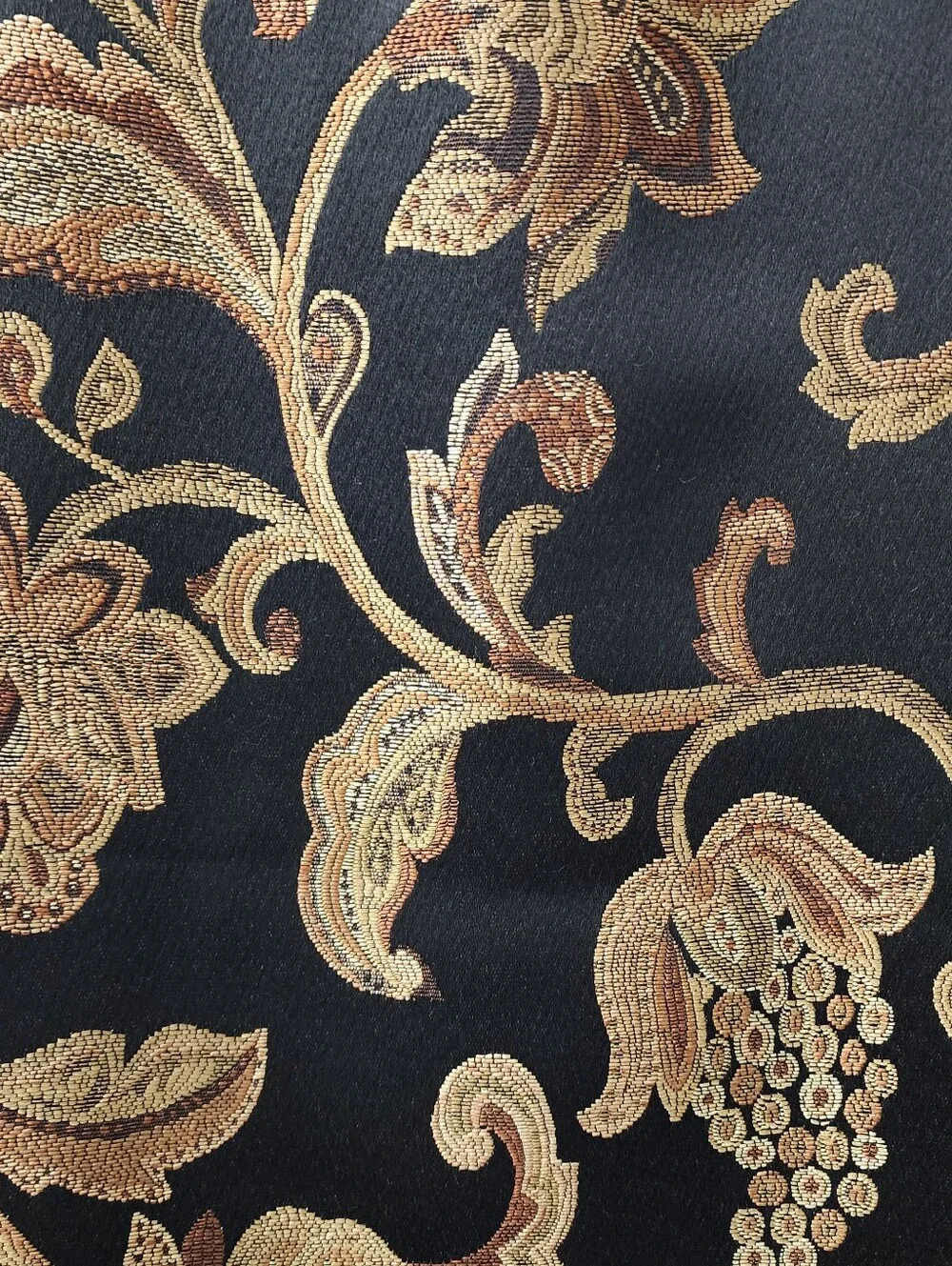 JC Penney 2 Black & Gold Jacquard Drapery Curtain Panels Elegant 50